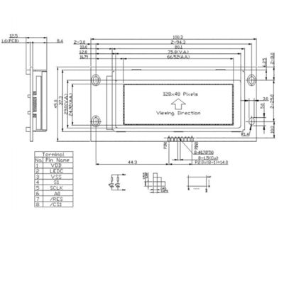 Modul LCD Grafis Matriks 128x48 Dengan Antarmuka SPI HTM12848C