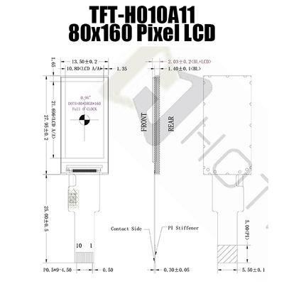 0,96 Inch Bar Type TFT LCD, SPI Sunlight TFT 350cd/m2 yang Dapat Dibaca