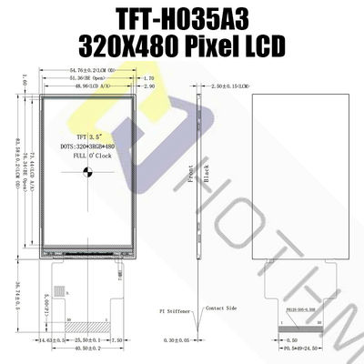Layar LCD TFT Serbaguna 3,5&quot; Sinar Matahari Dapat Dibaca Dengan Antarmuka yang Kompatibel TFT-H035A3HVIST5N50