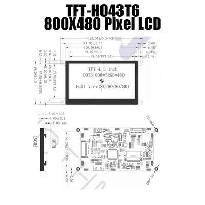 Layar LCD HDMI 4.3&quot; 800x480 Untuk Instrumen TFT-043T6SVHDVN20Z