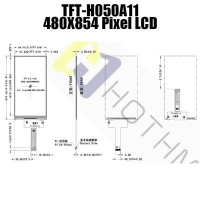 Layar LCD TFT Vertikal 5 Inci 480x854 Titik IC ST7701S/TFT-H050A11FWIST5N20