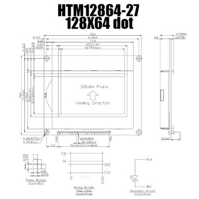 128X64 20PIN Modul LCD Grafis ST7565R Dengan Lampu Latar Putih
