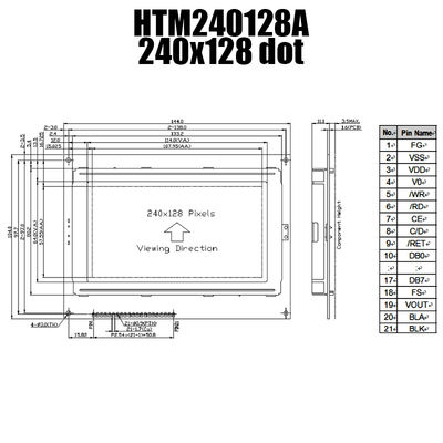 LCD Grafis Industri 240x128, Layar LCD T6963C STN MCU / 8bit
