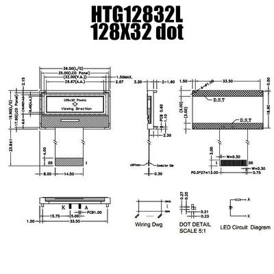 LCD COG Grafis 128X32 ST7567 | STN + Tampilan Dengan Lampu Latar Putih/HTG12832L