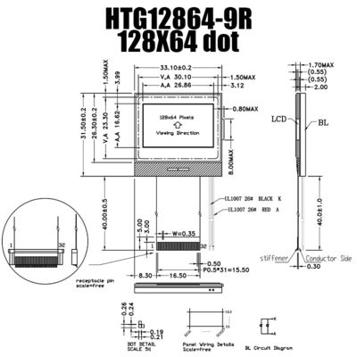 Modul COG LCD 128X64 MCU, Chip IC 7565R Pada Layar LCD Kaca HTG12864-9R
