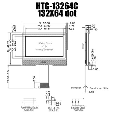 Modul COG LCD Industri 132x64, Layar LCD SPI Tahan Lama HTG13264C