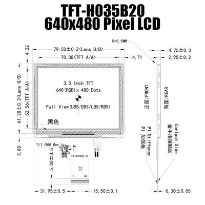3,5 Inch IPS 640x480 Panel Layar TFT Suhu Lebar ST7703 Untuk Genggam
