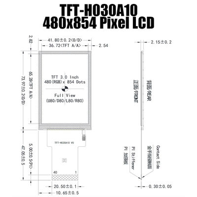 3.0 Inch IPS 480x854 Panel Layar TFT Suhu Lebar ST7703 Untuk Komputer Industri