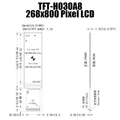 3.0 Inch IPS 268x800 Wide Temperature TFT Display Panel ST7701S Untuk Instrumentasi