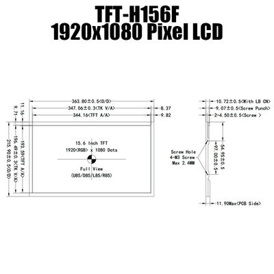 15,6 Inci IPS 1920x1080 Panel Layar TFT Suhu Lebar LVDS