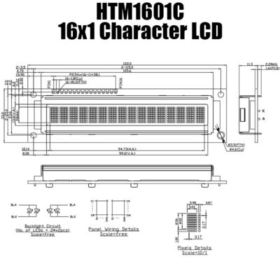 Modul LCD Karakter Monokrom 1X16 Dengan Antarmuka MCU HTM1601C