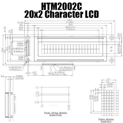 Modul Karakter LCD 20x2 Praktis, Modul LCD STN Kuning Hijau HTM2002C