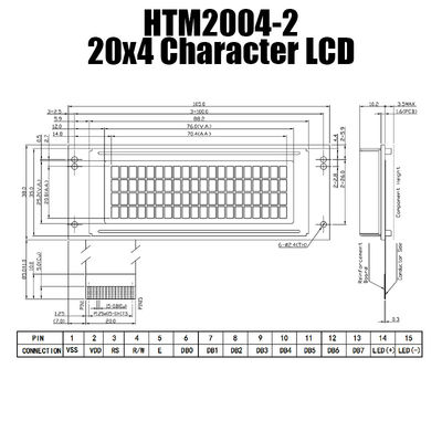 Modul LCD Karakter 4X20 Tahan Lama Dengan Lampu Latar Putih Samping HTM2004-2