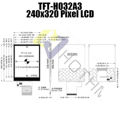 3.2 &quot;SPI TFT LCD Display Modul 240x320 ST7789V Layar Sentuh Resistif TFT-H032A3QVTST3R40