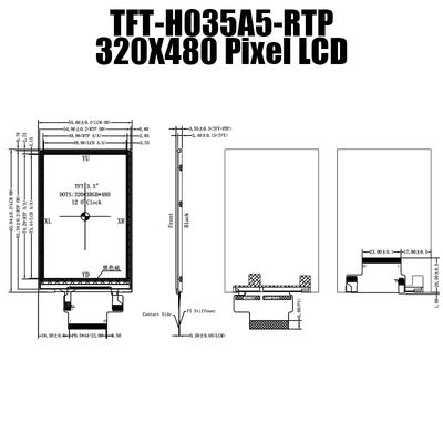 Modul LCD TFT 3.3V 3.5&quot; Praktis, Layar LCD Kapasitif 45PIN TFT-H035A5HVTST2R45