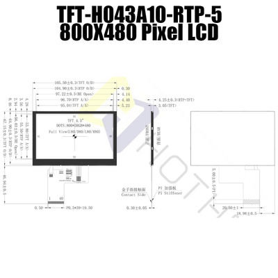 LCD Resistif 3.3V 4.3 Inci, 800x480 LCD TFT 4.3 Inci TFT-H043A10SVIST5R40