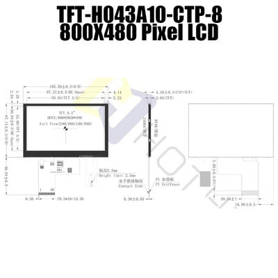 800x480 4.3 Inch TFT LCD Display Modul Layar Sentuh Kapasitif Modul Pcap Monitor