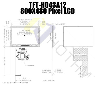 IC ST7262 Warna 4,3 Inch TFT LCD Modul 800x480 TFT-H043A12SVILT5N40