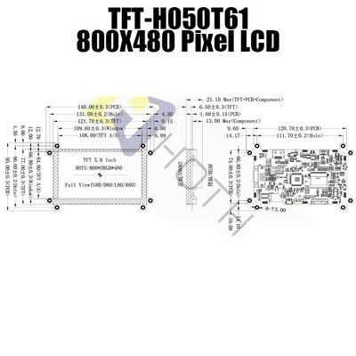 Modul LCD HDMI VGA Industri, Layar LCD 600cd / M2 5 Inch HDMI TFT-050T61SVHDVNSDC