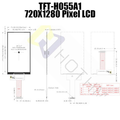 5.5 Inch 720x1280 IPS TFT LCD Tampilan Kecerahan Tinggi IC ILI9881