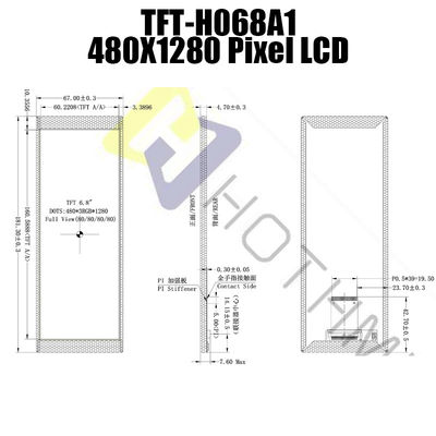 6.86 Inch 480x1280 Tipe Bar Bulat TFT LCD Sinar Matahari Dapat Dibaca NV3051F1