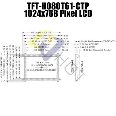 8 Inch 1024x768 Panel LCD HDMI Dengan Sentuhan Kapasitif TFT-080T61SVHDVNSDC