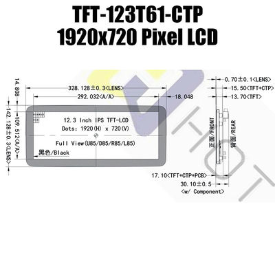 IPS TFT Modul LCD HDMI 12.3 Inch 1920x720 Sinar Matahari Dapat Dibaca Layar TFT Monitor Pcap