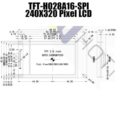2.8 Inci 240x320 SPI TFT LCD Modul ST7789V Sinar Matahari Dapat Dibaca TFT028A16-SPI