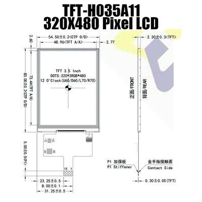 Layar TFT SPI 3,5 Inci Tahan Lama 320x480 Titik Dengan IC ST7796