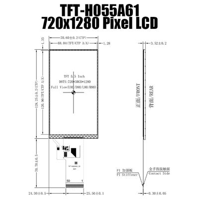 MIPI 720x1280 IPS Layar LCD TFT 5,5 Inci FT6336G/TFT-H055A61HDINVKN40