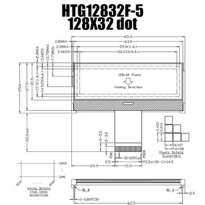 LCD COG Grafis 128X32 ST7565R | FSTN + Tampilan Dengan Lampu Latar Putih/HTG12832F-5