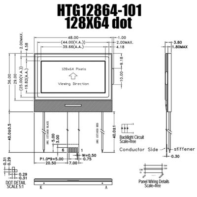 Layar LCD COG 128X64, Modul LCD Grafis UC1601S HTG12864-101
