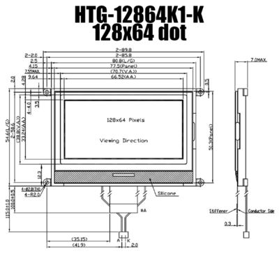 Layar LCD COG 128X64, Layar LCD Reflektif Abu-abu Positif HTG12864K1-K