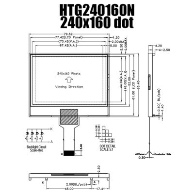 Modul Tampilan Grafis LCD 240x160 ST7529 Dengan Lampu Latar Putih Samping HTG240160N