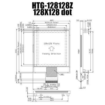 Modul LCD COG Grafis 128X128 SSD1848 STN-Gray Display HTG128128Z