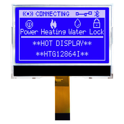 128X64 SPI Chip Pada Layar LCD Kaca Dengan Lampu Latar Sisi Putih HTG12864I
