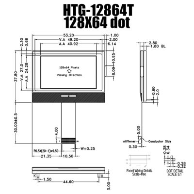 Modul LCD COG Monokrom 128X64 3.3V MCU8080 ST7567 HTG12864T