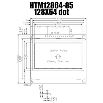 128X64 SPI FSTN Layar LCD Grafis Dengan Lampu Latar Sisi Putih
