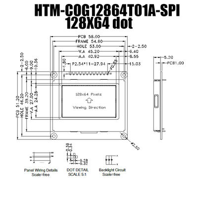 128X64 SPI ST7567 FSTN Modul LCD Grafis Suhu Lebar Untuk Instrumentasi