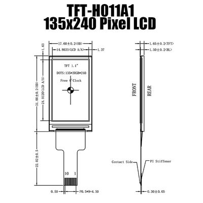 1.14 Inch SPI TFT LCD Display Layar Panel IPS 135x240 Untuk Peralatan Cerdas