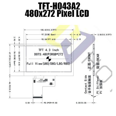 Layar Lcd Tft 4,3 &quot;inci 480x272 Monitor LCD IPS Produsen Layar LCD TFT
