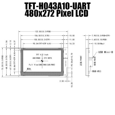 4.3 Inch UART Layar Sentuh Kapasitif TFT LCD 480x272 Tampilan DENGAN PAPAN CONTROLLER LCD