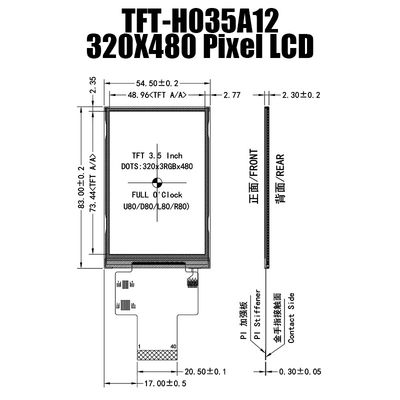 3,5 Inch 320x480 Sunlight Readable ST7796 TFT LCD Display MCU Untuk Kontrol Industri