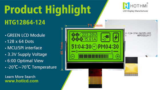128x64 COG LCD Modul Tampilan Grafis ST7565R Dengan Lampu Latar Putih Samping