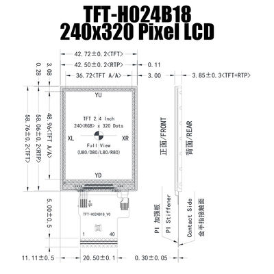 2.4 Inch IPS 240x320 TFT Display Panel ST7789V Sinar Matahari Dapat Dibaca Untuk Kontrol Industri
