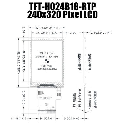 2,4 Inch IPS 240x320 Panel Layar TFT ST7789V Sinar Matahari Dapat Dibaca Dengan Panel Sentuh Resistif