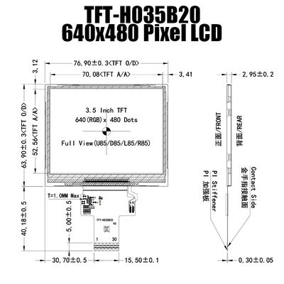3,5 Inch IPS 640x480 Panel Layar TFT Suhu Lebar ST7703 Untuk Komputer Industri